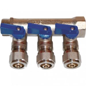 Fordelerrør med afspærring 3 afgange Godkendt til drikkevand