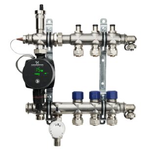 DVI Gulvvarme shunt 3 kredse med Grundfos Alpha pumpe