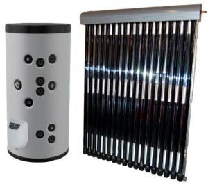 Solfangersæt 30 rør og 300 liter solvarmebeholder til fladt tag