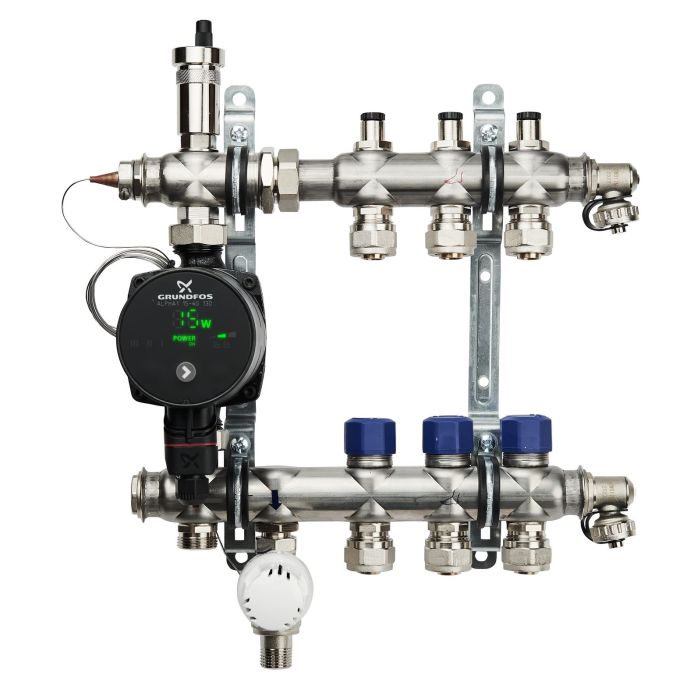 DVI Gulvvarme shunt 3 kredse med Grundfos